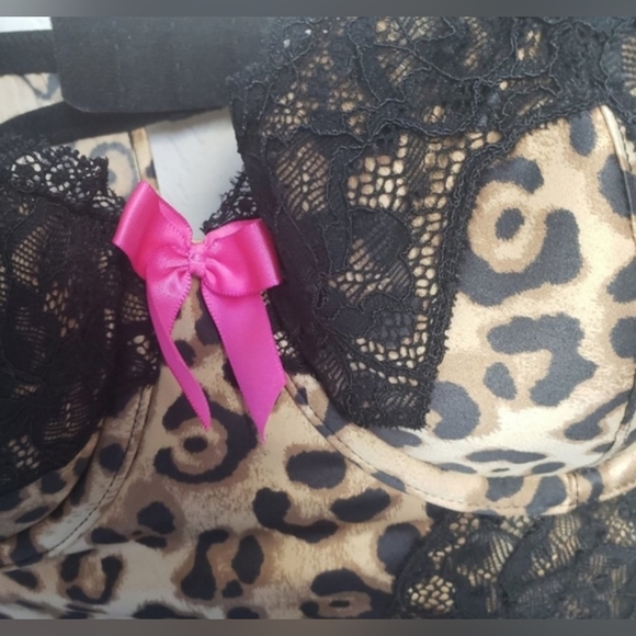 La Senza Leopard Animal Print Lingerie Chemise Teddy Lace Boudoir Pin-up - Picture 4 of 8